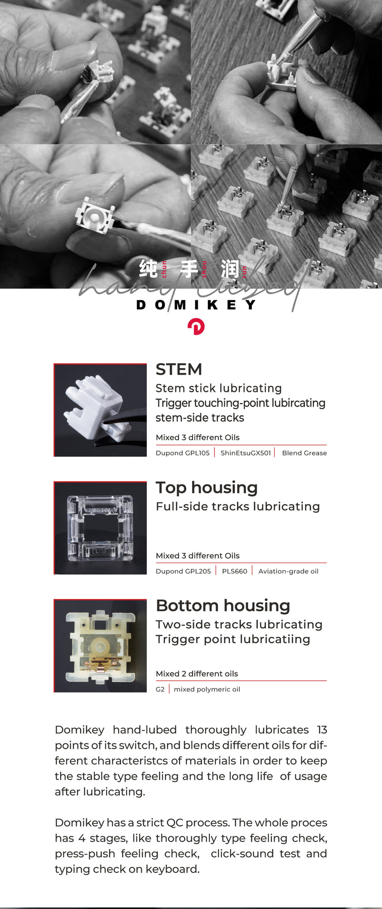 Domikey Hand-lubed Cherry Silver Switch