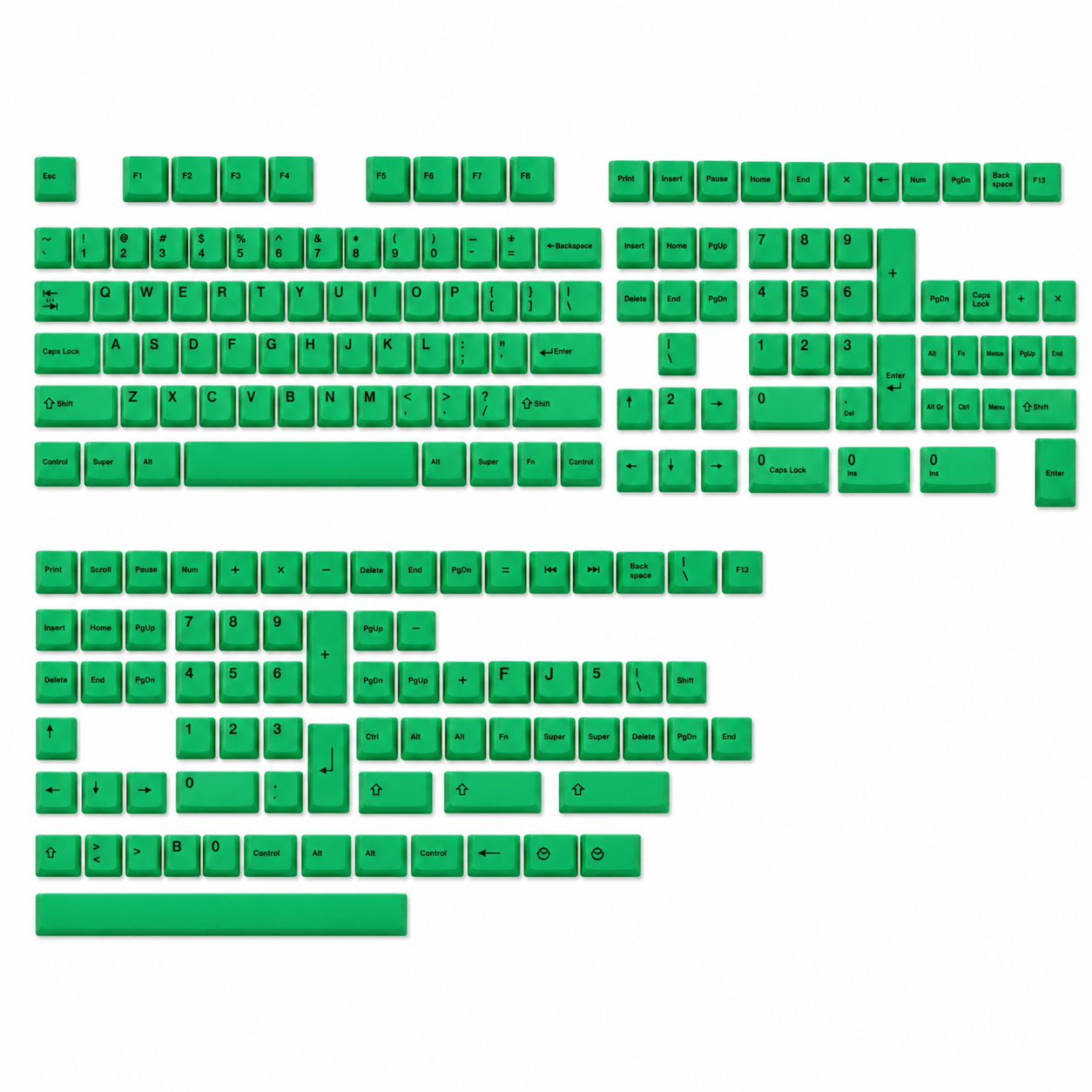 Green Front-Legend Cherry Profile PBT Dye-Sub Keycap Set
