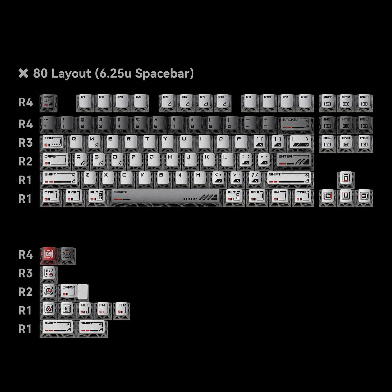 Metal Hollow Keycaps Set
