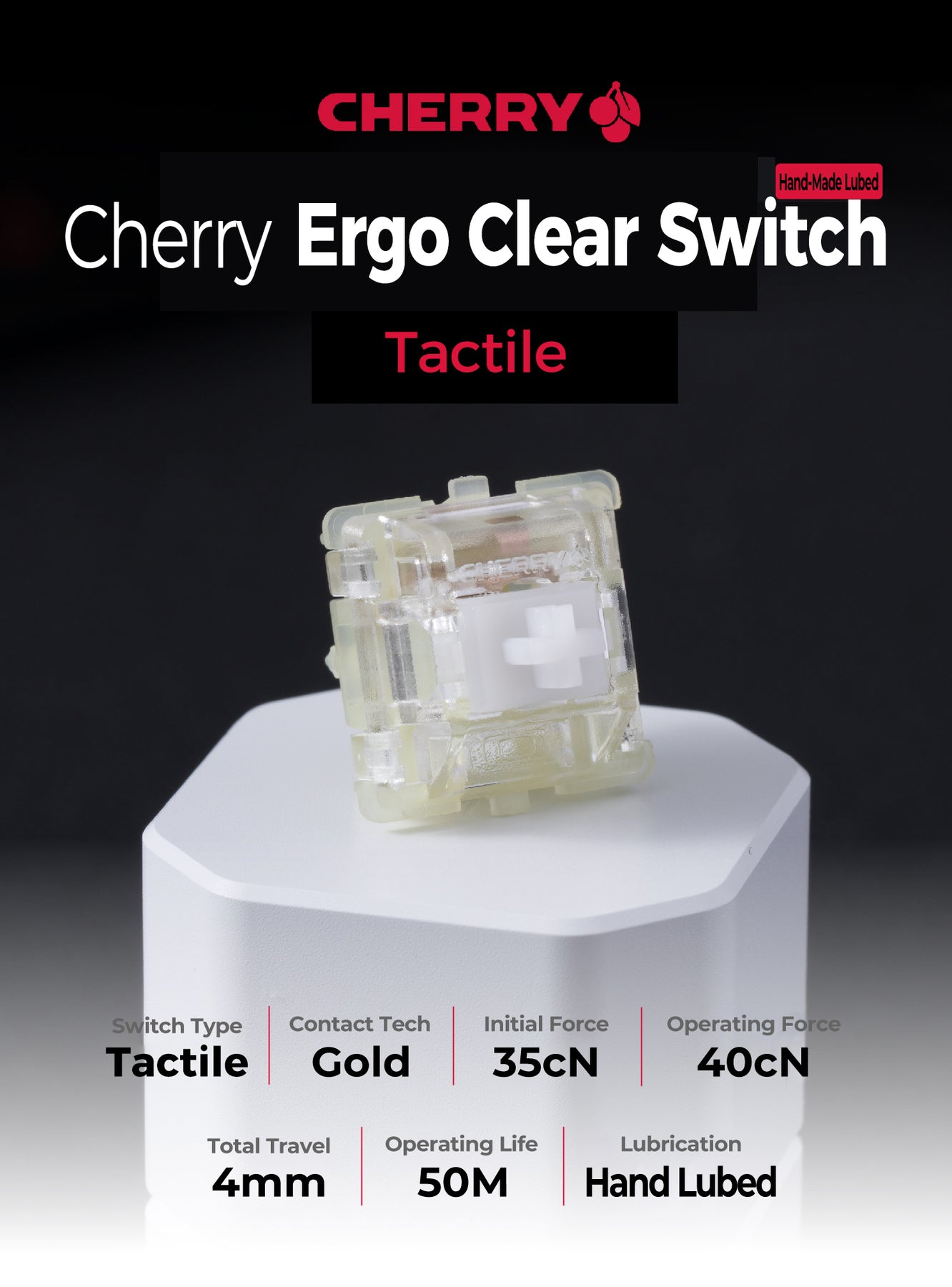 Domikey Hand-lubed Cherry Ergo Clear Switch