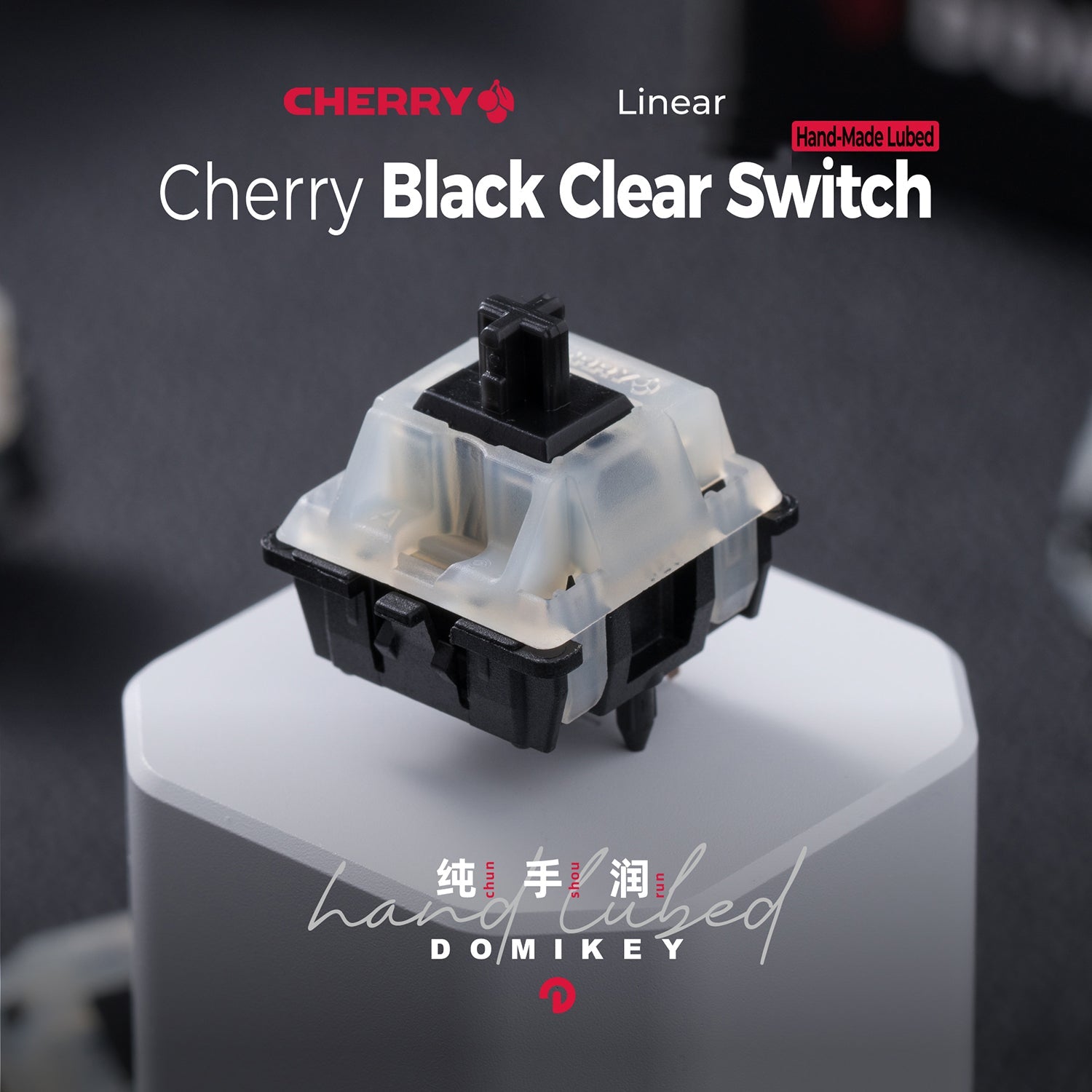 Domikey Hand-lubed Cherry Black Clear switch