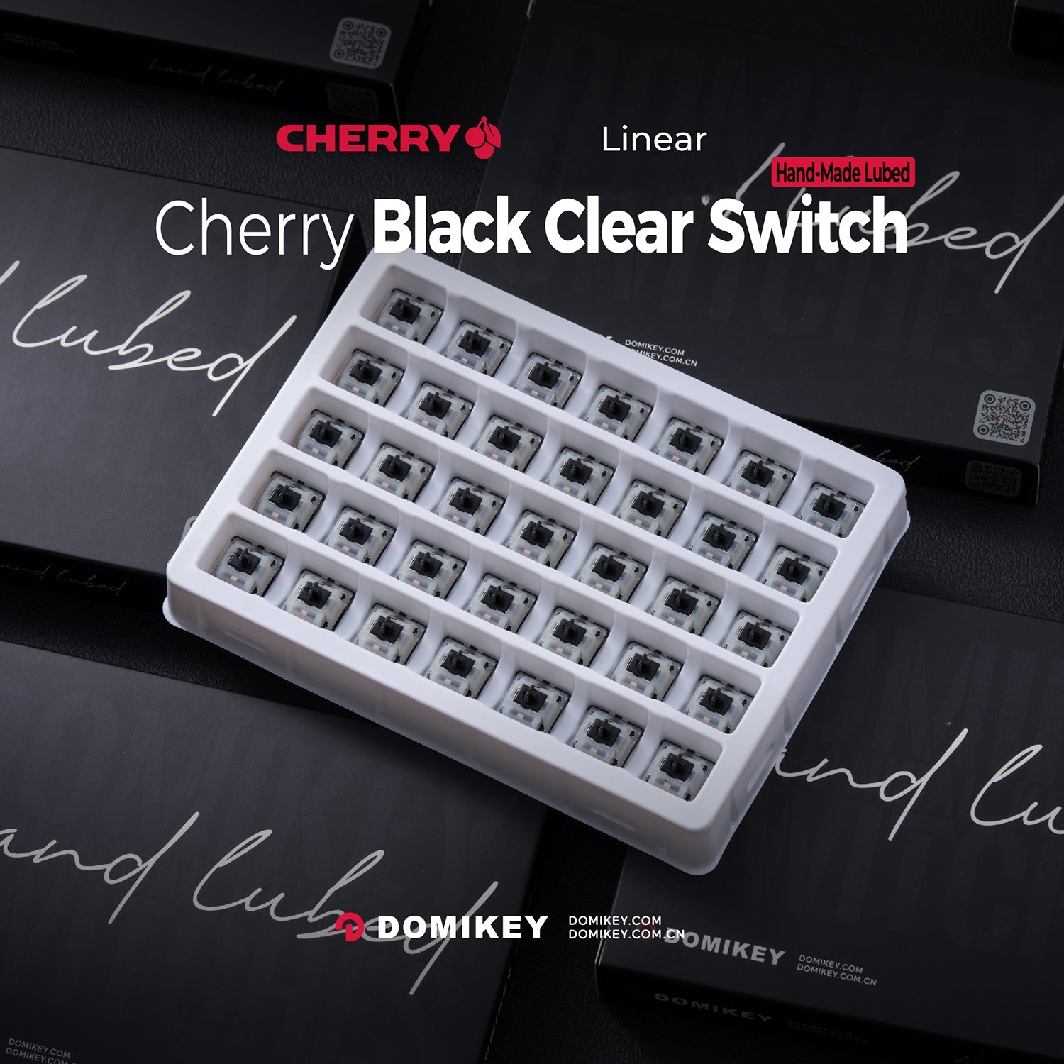Domikey Hand-lubed Cherry Black Clear switch