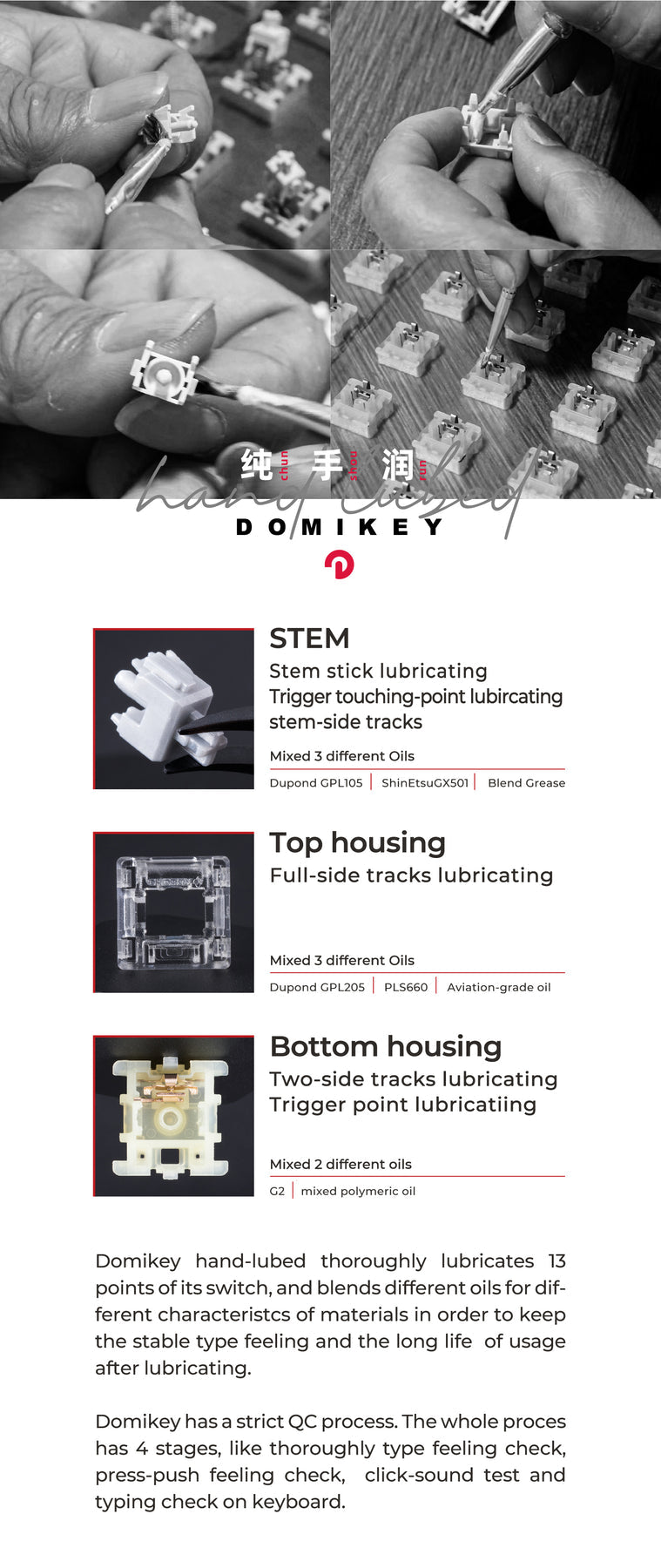 Domikey Hand-lubed Cherry Ergo Clear Switch