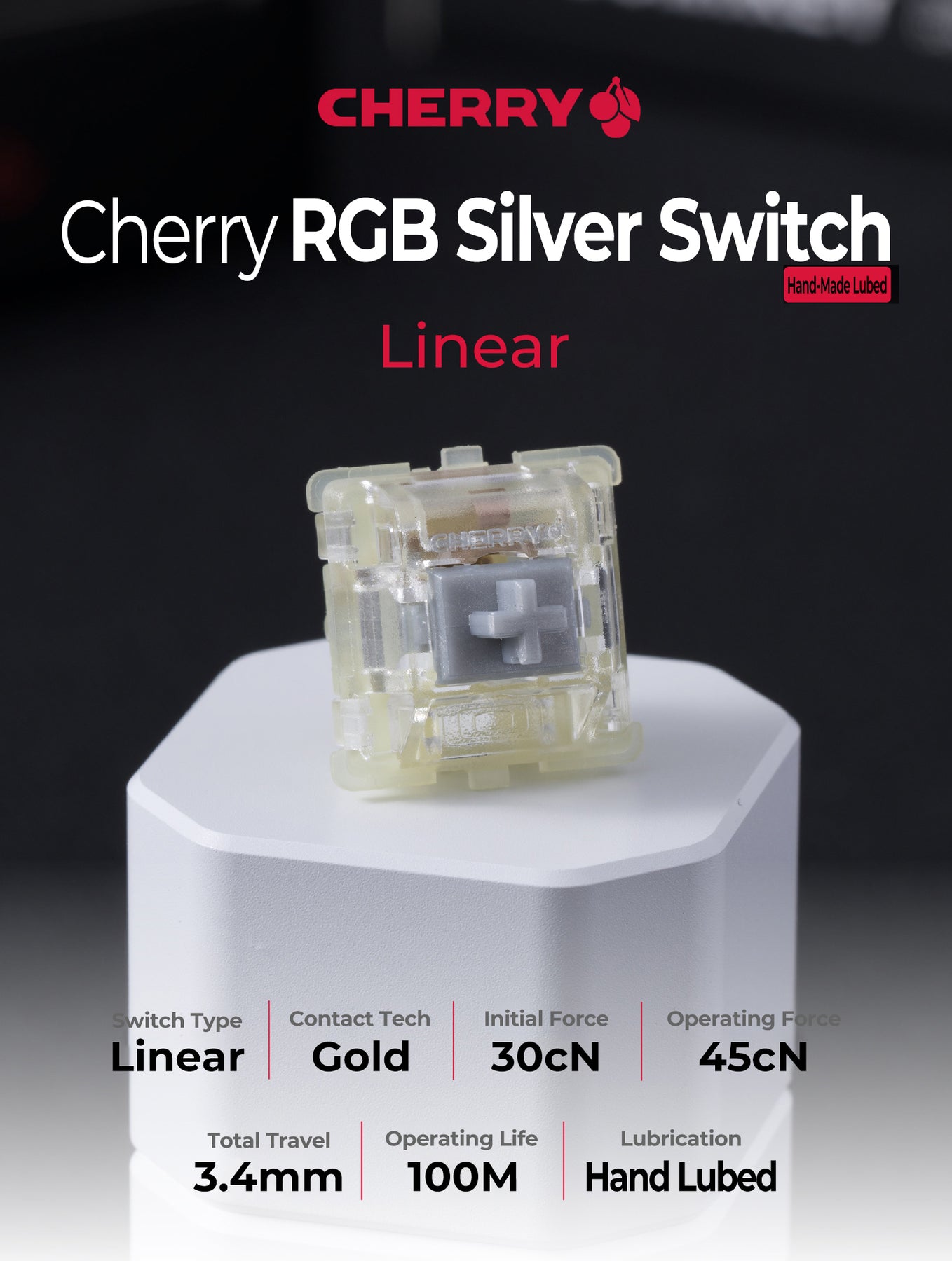Domikey Hand-lubed Cherry Silver Switch