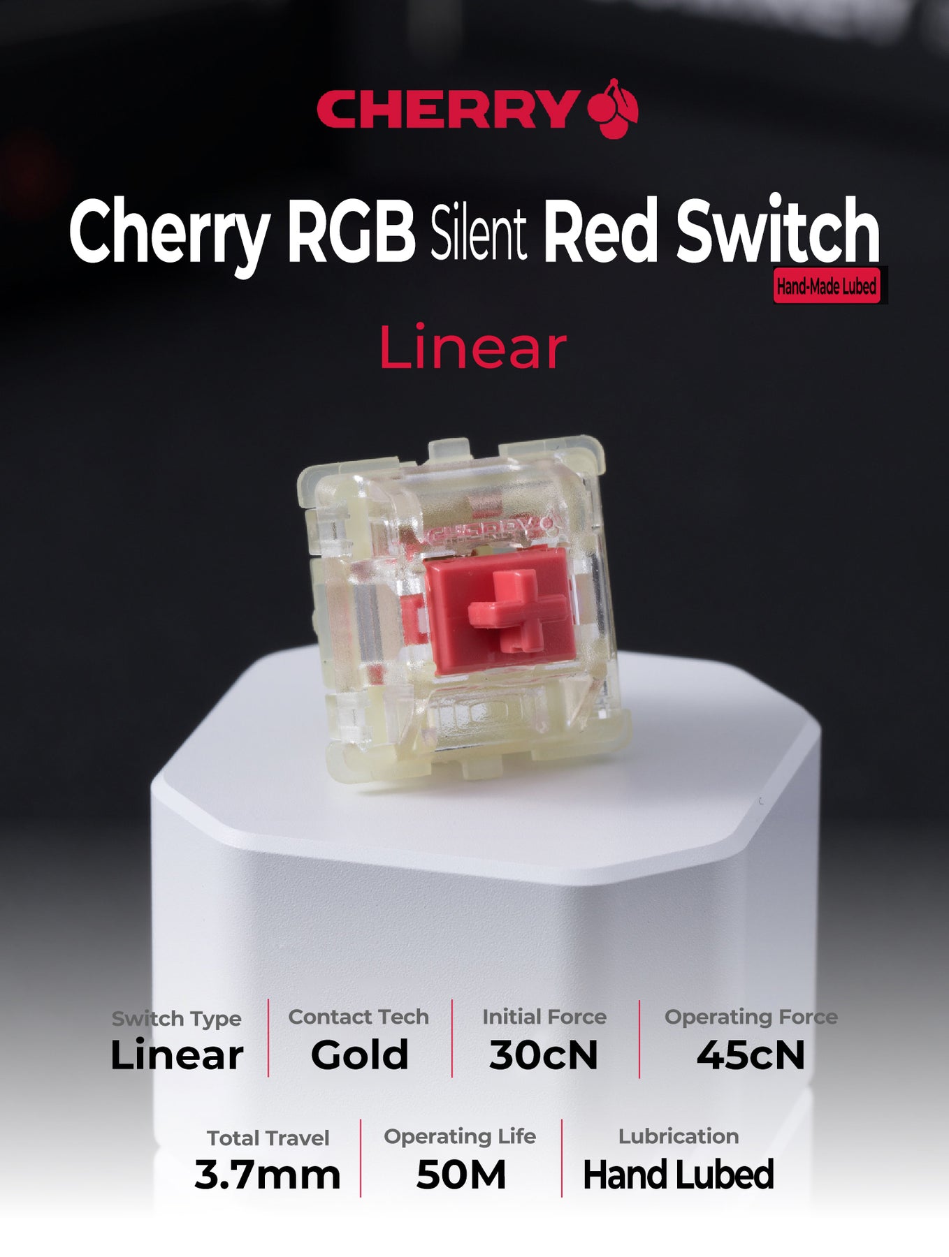 Domikey Hand-lubed Cherry Silent Red Switch