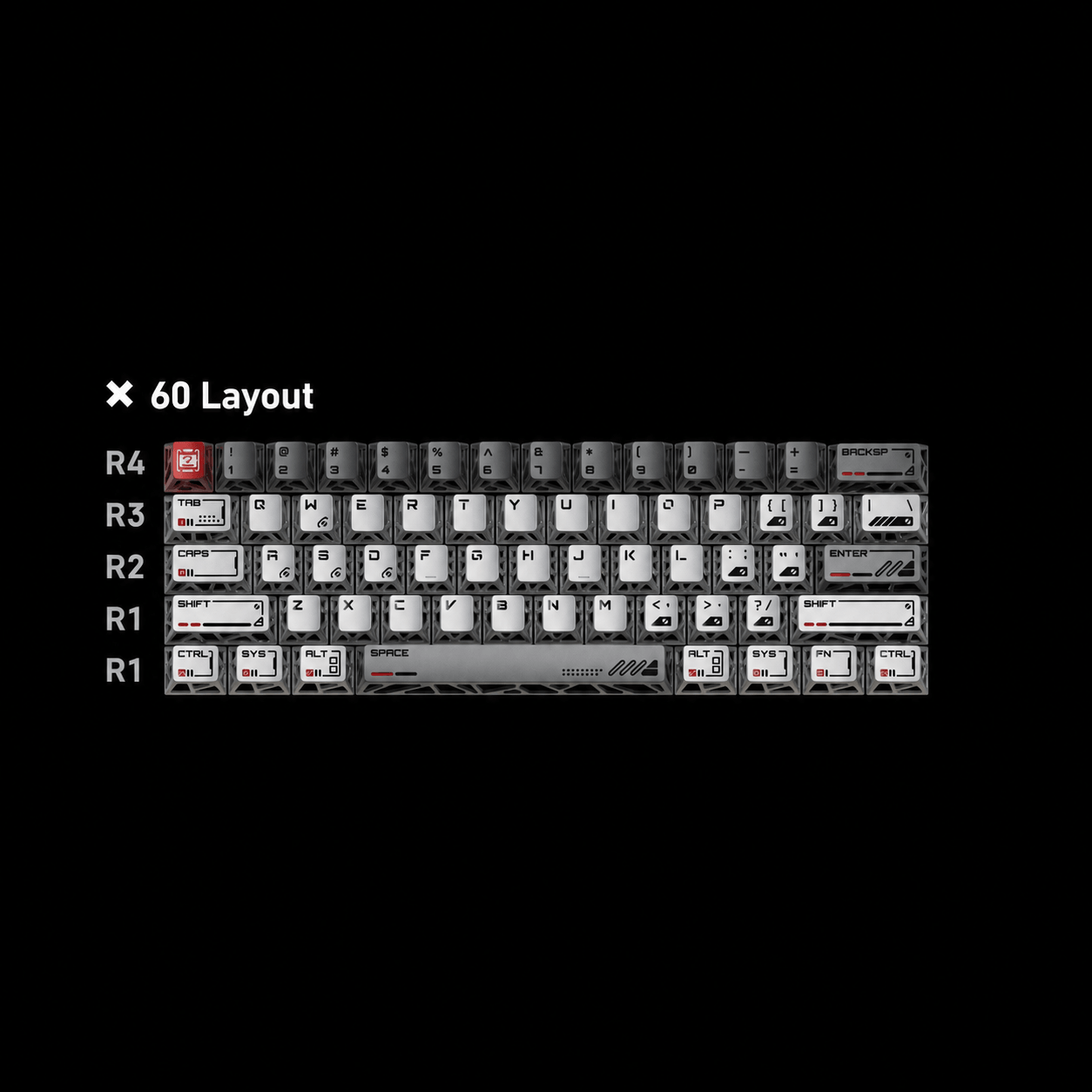Metal Hollow Keycaps Set