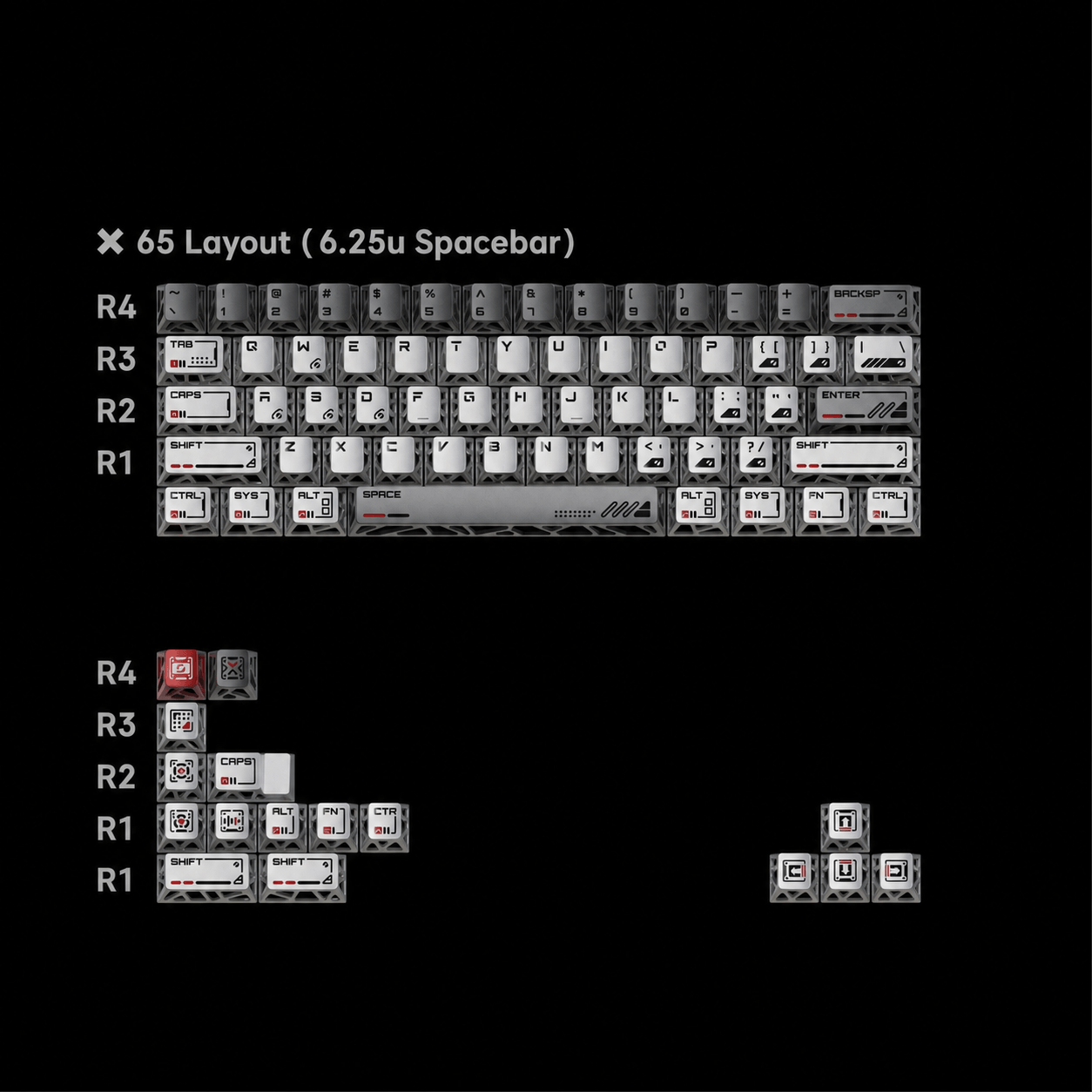 Metal Hollow Keycaps Set
